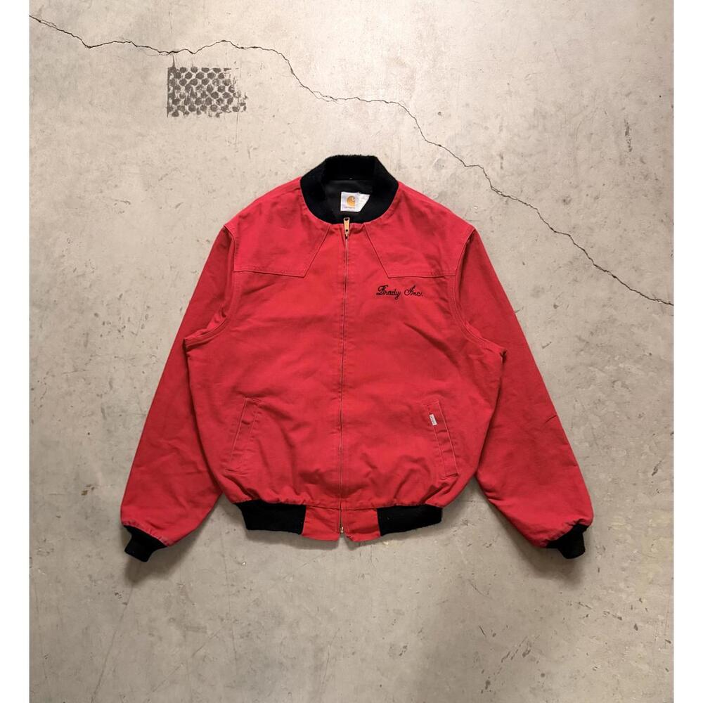 Vintage Carhartt Red Bomber Jacket with Black Trim Size XL